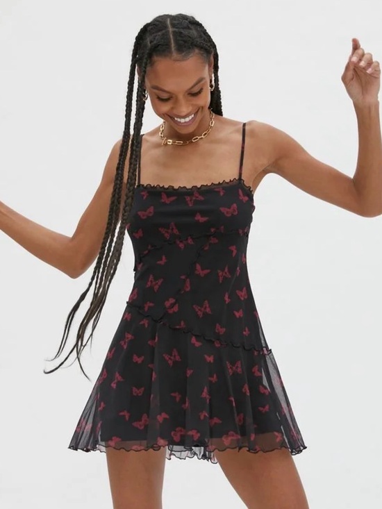 Urban Outfitters Dresses & Skirts - Urban Outfitters Moxie Butterfly Mesh Mini Slip Dress Size XS Y2K 90’s Inspired